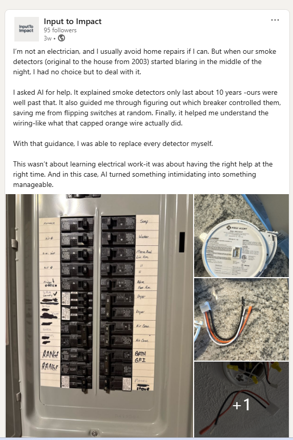 Home electrical panel with labeled breakers and smoke detector components showing the problem-solving process